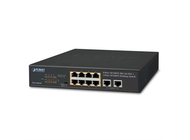 Planet FSD-1008HP 8-P 10/100TX 802.3at PoE + 2-P 10/100TX 