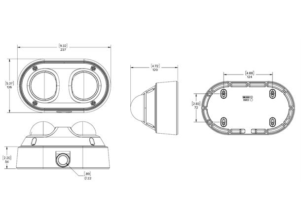 H5DH-DO-JBOX1, junction box Junction box mount for dual head camera 