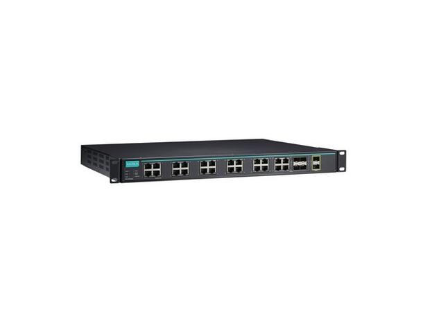Moxa ICS-G7526A-8GSFP-2XG-HV-HV-T L2 switch, 12 GbE, 8 SFP, 4 combo, WT 