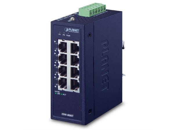 Planet ISW-800T IP30 Compact size 8-Port 10/100TX Fast E 