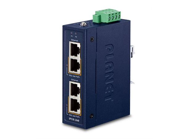 IPOE-260-12V 2-port PoE+ Injector hub 10/100/1000T 802.3at, 12-56VDC 