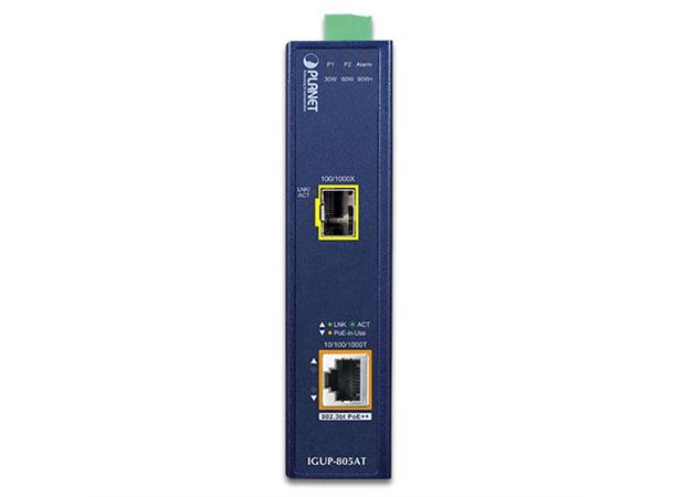 IGUP-805AT PoE++ Media Converter 1xSFP to 1x10/100/1000T, 12-54VDC 