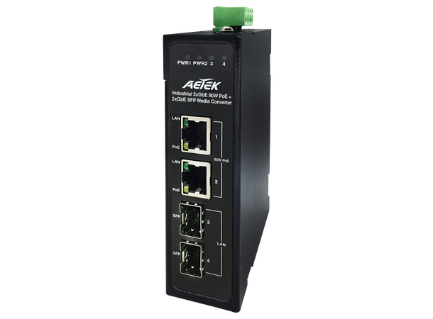 Aetek M30-022-91-V2 Industrial Gigabit 90W bt PoE Media Conv 