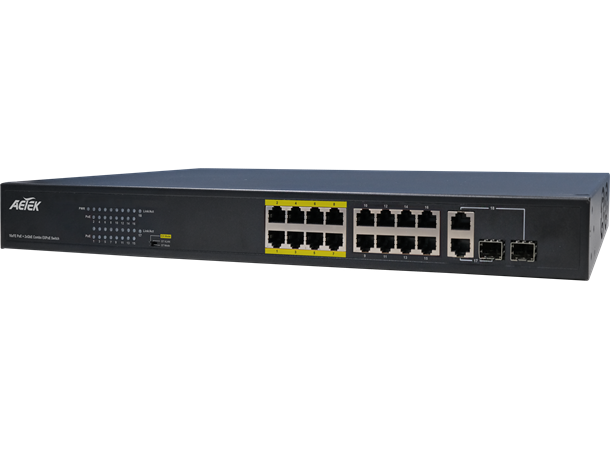 Aetek C11-162-31-250-V2 16xPoE 2xGbE Combo Fast Ethernet EX-PoE 
