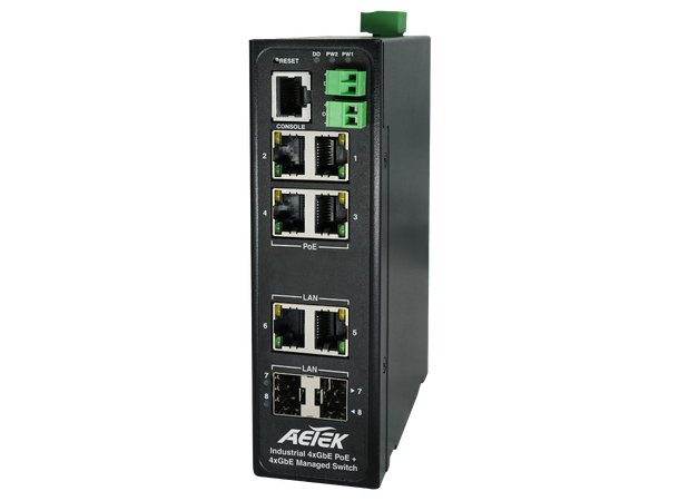Aetek D60-044-30-V2 4x30W PoE 2xSFP 2xRJ45 L2 Industrial 