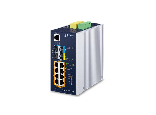 IGS-6325-8UP2S2X 8port Industrial Switch L3. 4xSFP, Ring, PoE++, 48-54VDC 
