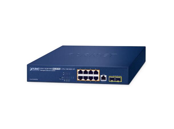 Planet GS-4210-8UP2S managed switch 8P Gigabit 802.3bt PoE + 2-Port SFP 