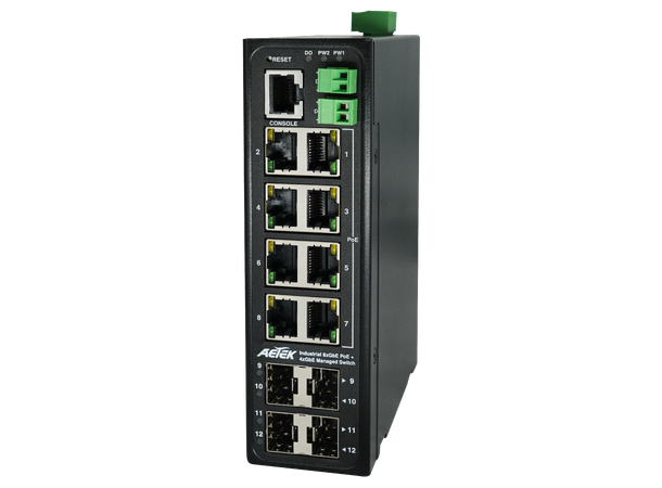Aetek D60-084-30-V2 8x30W PoE 4xSFP L2 Industrial 