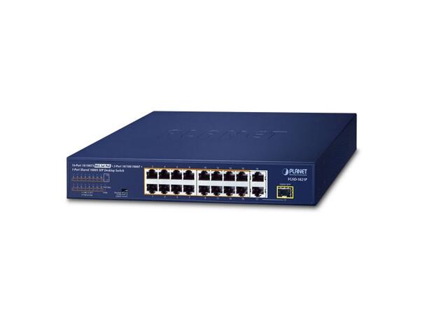 Planet FGSD-1821P 16-Port 10/100TX 802.3at PoE 