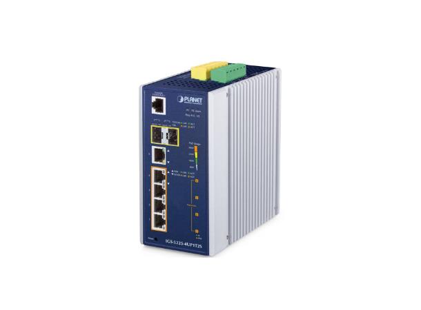 IGS-5225-4UP1T2S 4port Industrial Switch L2+, 2xSFP, PoE++, 48-54VDC 