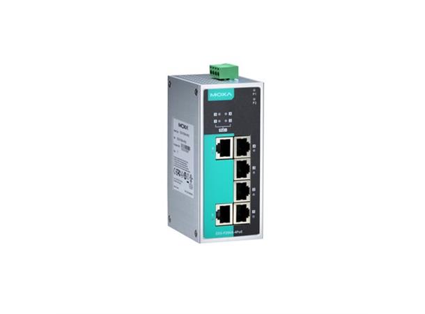 Moxa EDS-P206A-4PoE-T, wide temp 6-Port 10/100Mbps with 4-Port PoE+ 