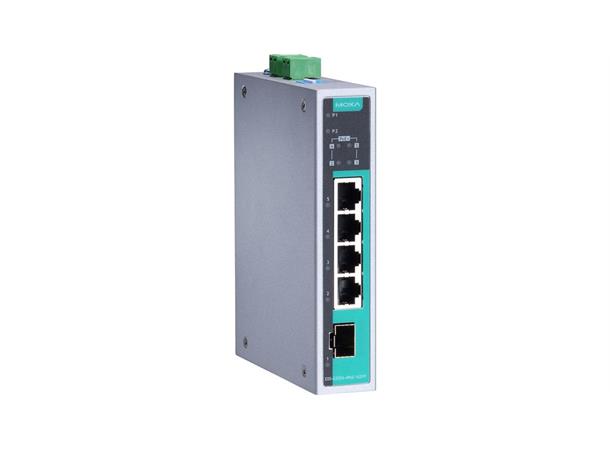 Moxa EDS-G205A-4PoE-1GSFP-T, wide temp Unmanaged gigabit PoE switch 